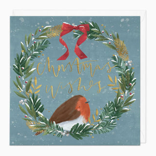 Robin Wreath Christmas Card