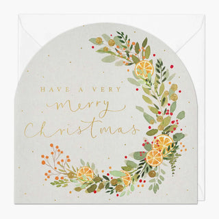 Watercolour Orange Wreath Christmas Card