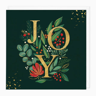 Green & Gold Joy Christmas Card
