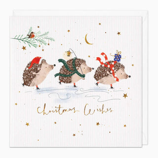 Hedgehogs On Ice Christmas Card