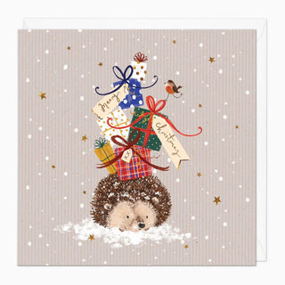 Hedgehog Present Pile Christmas Card