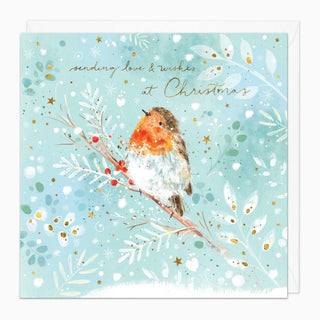 Robin Sending Love & Wishes Christmas Card