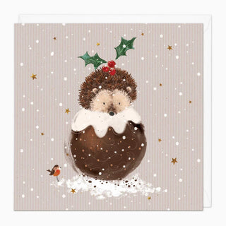 Hedgehog Pudding Christmas Card