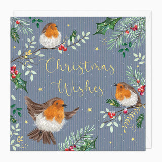 Robins On Branches Christmas Card