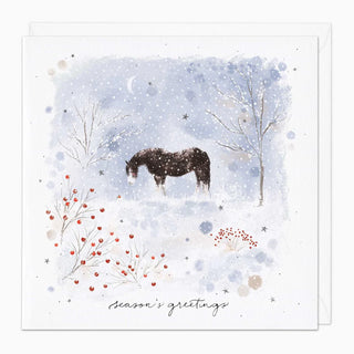 Horse & Berries Christmas Card