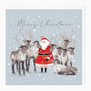 Santa & Reindeer Christmas Card