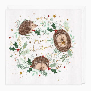 Hedgehog Wreath Christmas Card