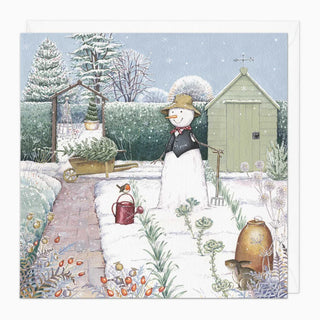 Garden Snowman Christmas Card