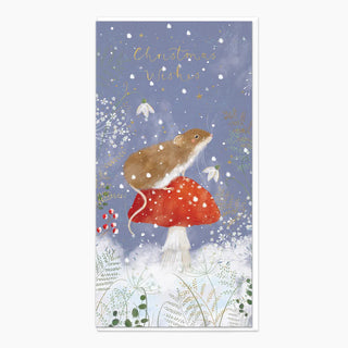 Field Mouse On A Mushroom Christmas Card