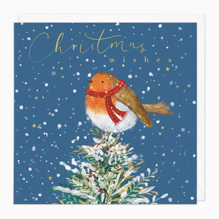 Robin On A Tree Christmas Card
