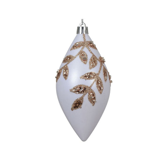 Frosted White Glitter Leaf Finial