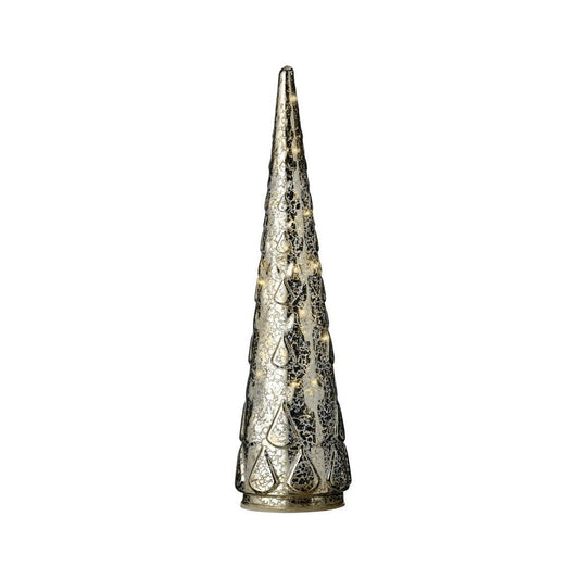 Crackled Silver with Pear Shape Design LED Christmas Tree