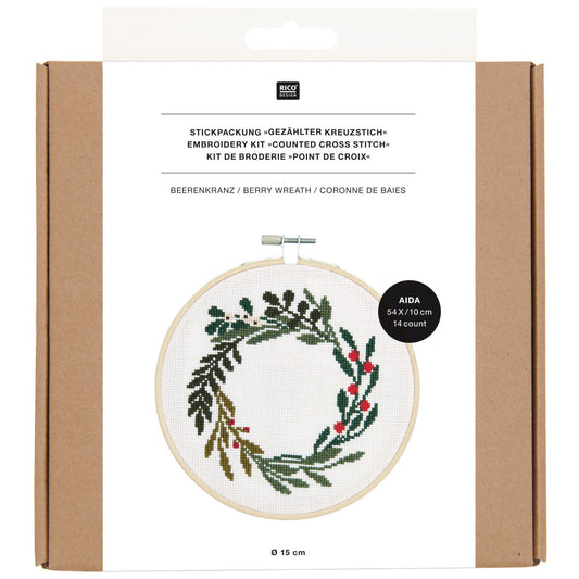 Berry Wreath Embroidery Kit 15cm