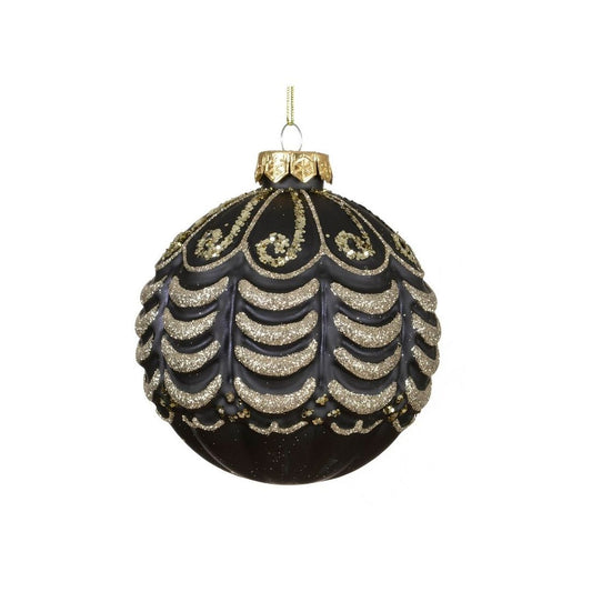 Matt Black with Gold Sway Design Bauble