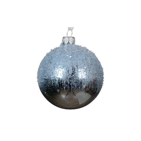 Blue Ice Glitter Top Round Bauble