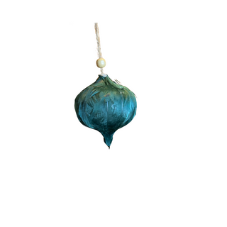 Teal Feather Onion Bauble