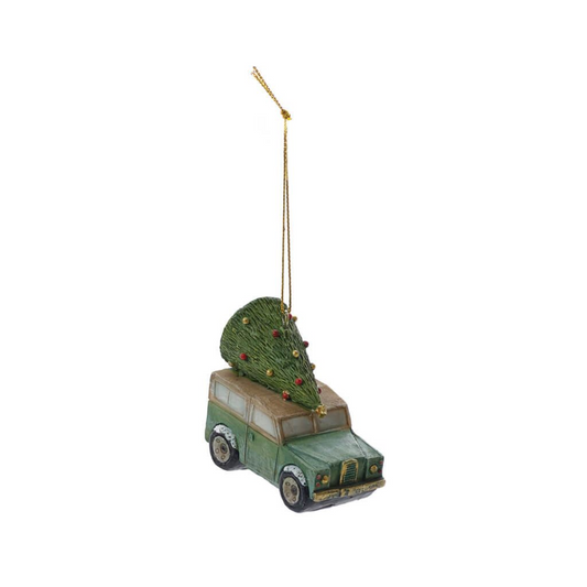 Land Rover with Christmas Tree Tree Decoration