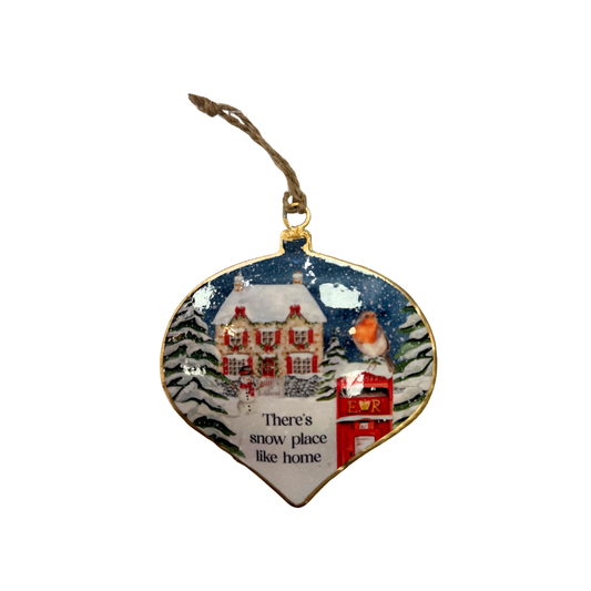 There's Snow Place Like Home Metal Heart Tree Decoration
