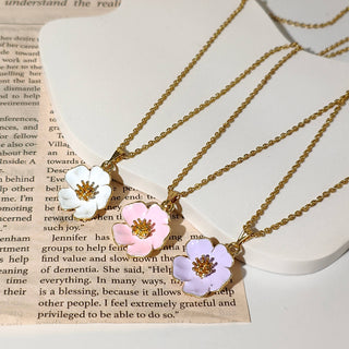 Peach Cherry Blossom Necklace | 18k gold plated necklace