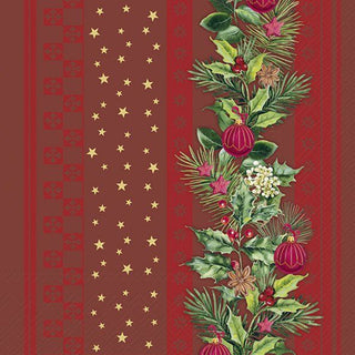 Christmas Elements Stripes Red Lunch Napkins