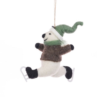 Felt Ice Skating Polar Bear Hanging Decoration