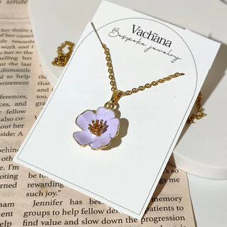 Peach Cherry Blossom Necklace | 18k gold plated necklace