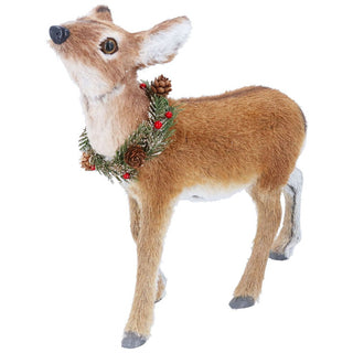 Natural Fawn with Wreath Ornament