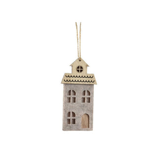 Winter House Beige Felt Hanging Decoration