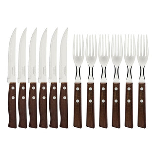 Churrasco Wooden Handle Cutlery Set 12Pces