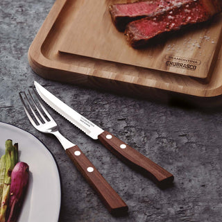 Churrasco Wooden Handle Cutlery Set 12Pces