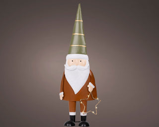 Rust Iron Santa with Tall Hat & Star Christmas Decoration