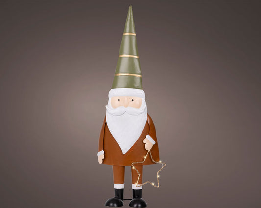 Rust Iron Santa with Tall Hat & Star Christmas Decoration