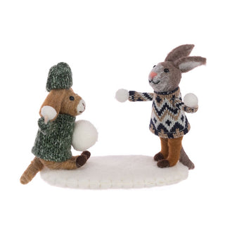 Felt Snowball Fight Ornament