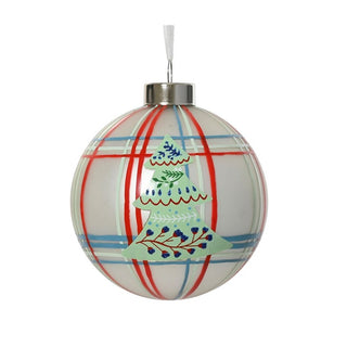 Matt Wool White with Green Tree Bauble