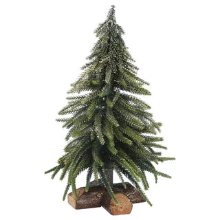 Green Tree with Gold Sparkles on Log Base Ornament