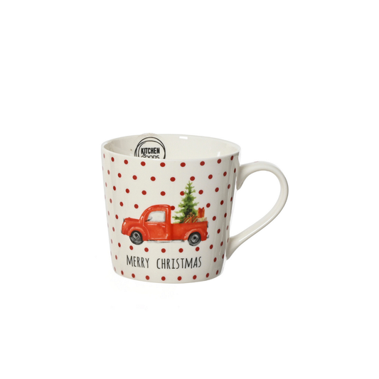 Red Truck with Tree Polkadot Mug