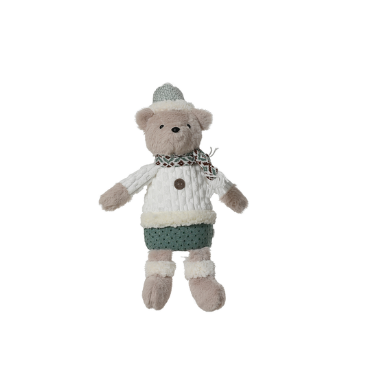 Plush Mrs Bear in White Jumper Christmas Decoration