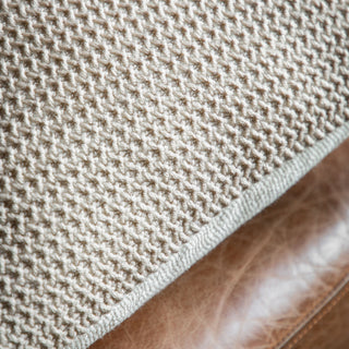 Moss Stitch Pom Pom Cushion Natural