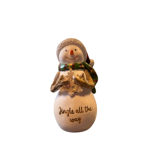 Jingle All The Way Snowman with Santa Hat Decoration