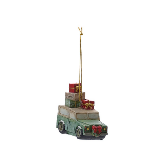 Land Rover with Presents Tree Decoration