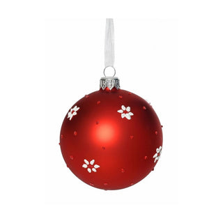 Christmas Red with Flowers & Spots Bauble