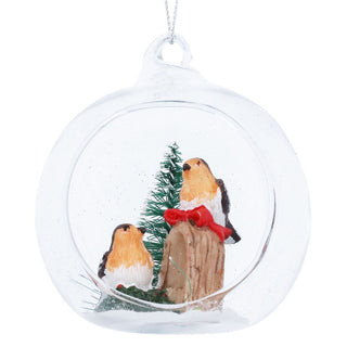Resin Robin Clear Open Glass Bauble