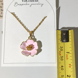 Peach Cherry Blossom Necklace | 18k gold plated necklace