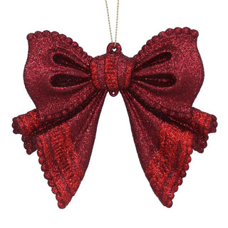 Red Glitter Acrylic Bow Tree Decoration