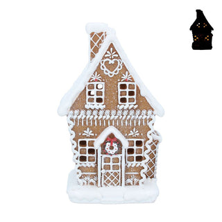 White Iced LED Gingerbread House Ornament