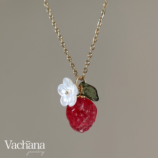 Red Lampwork Strawberry Necklace