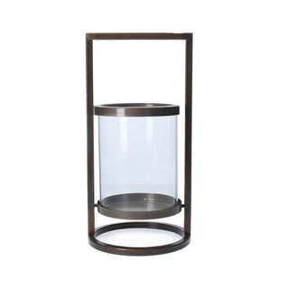 Bronze Metal & Glass Small Lantern