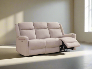 Lexus 3 Seater Power Recliner Sofa - Taupe Fabric