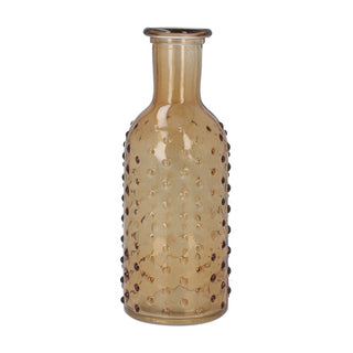 Glass Vase 19cm - Light Amber Dimple Bottle