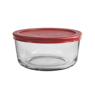 Round Glass Red Lidded Food Storage 946ml